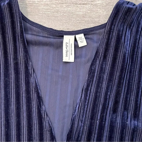 & OTHER STORIES Striped Velour Midi Wrap Dress V Neck Long Sleeve Festive Sz 0 - Picture 6 of 11